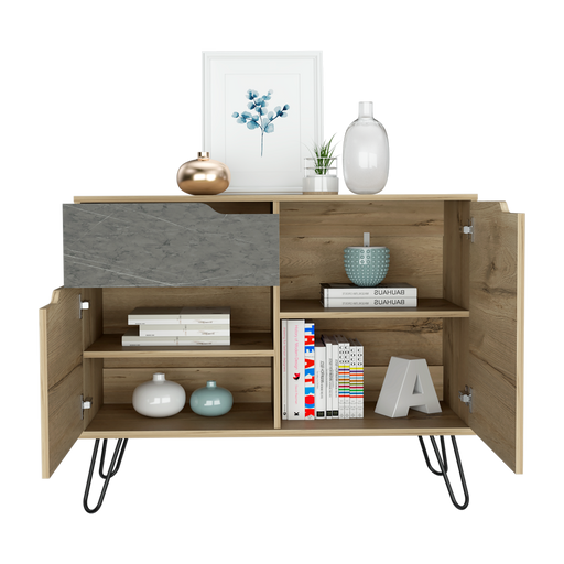 Mueble Sobre Campana de Cocina Monet, Beige y Gris, con Espacio Para C -  VIRTUAL MUEBLES