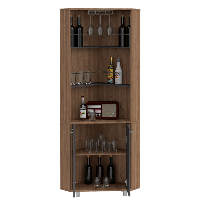 Bar Polinesio, Miel y Plata Oscuro, con Espacio Para Botellas y Copas