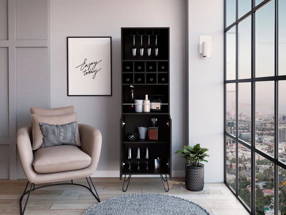 Bar salek, wengue, con espacio para botellas y portacopas  zf