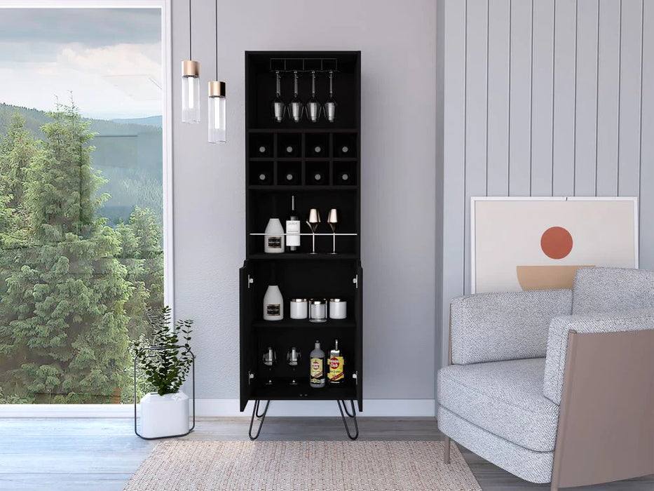 Bar salek, wengue, con espacio para botellas y portacopas  zf