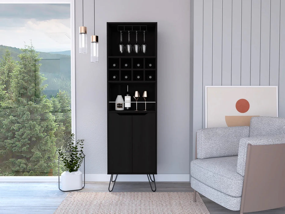 Bar salek, wengue, con espacio para botellas y portacopas  zf