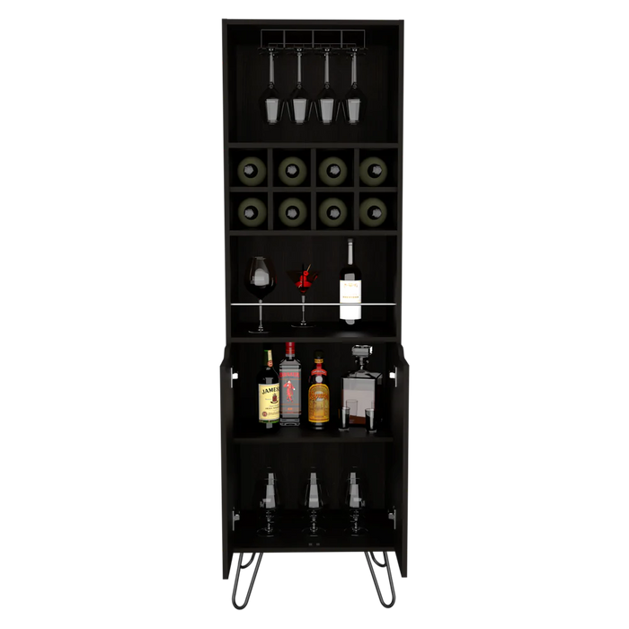 Bar salek, wengue, con espacio para botellas y portacopas  zf