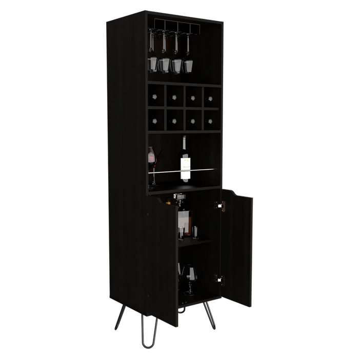 Bar salek, wengue, con espacio para botellas y portacopas  zf