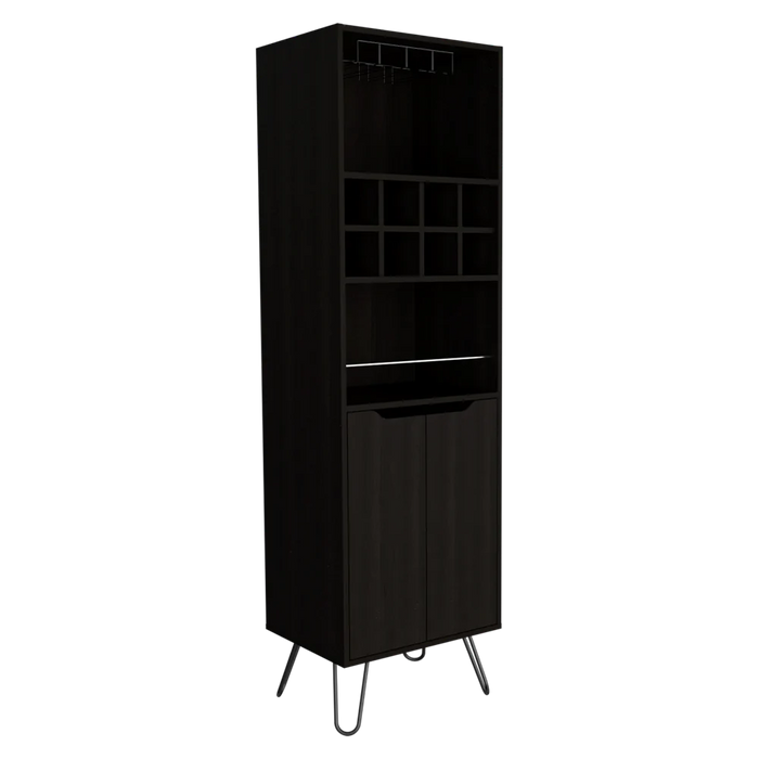 Bar salek, wengue, con espacio para botellas y portacopas  zf