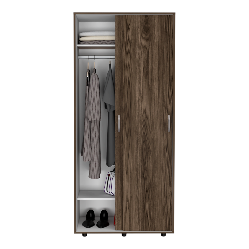 Closet irmac, chocolate y blanco, con dos puertas deslizables Madecentro