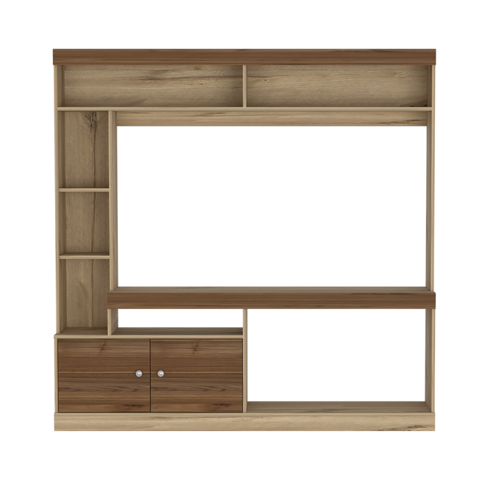 Mesa Para Tv Roy, Café Claro y Castaño, con Espacio Para Televisor de Hasta 55 Pulgadas