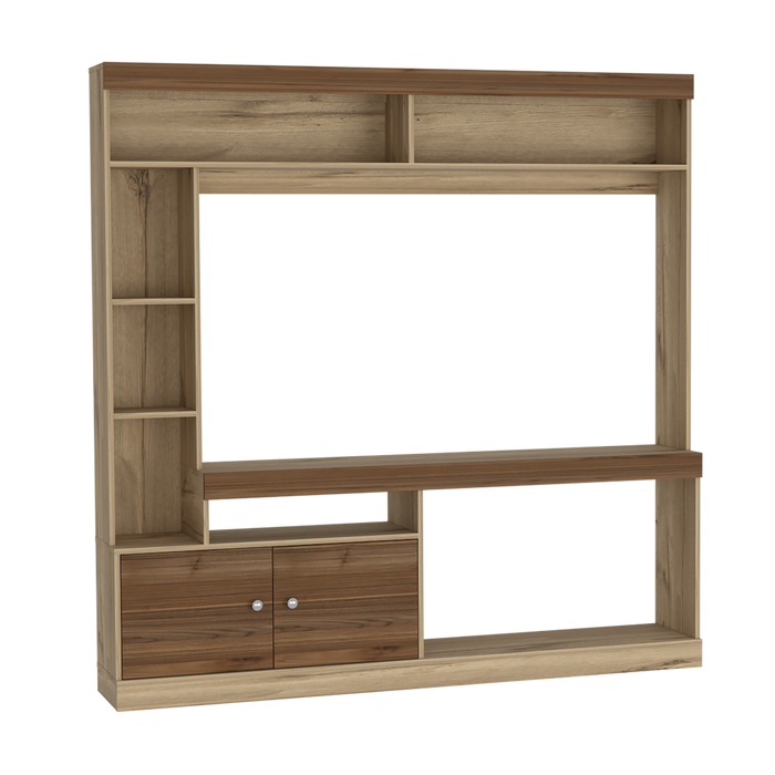 Mesa Para Tv Roy, Café Claro y Castaño, con Espacio Para Televisor de Hasta 55 Pulgadas