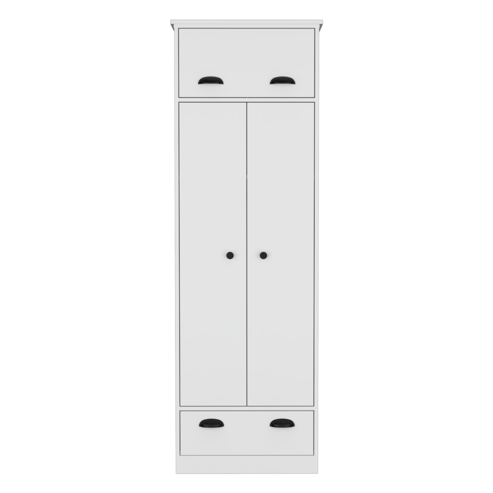 Closet denis, blanco duqueza, con dos puertas batientes y dos cajones