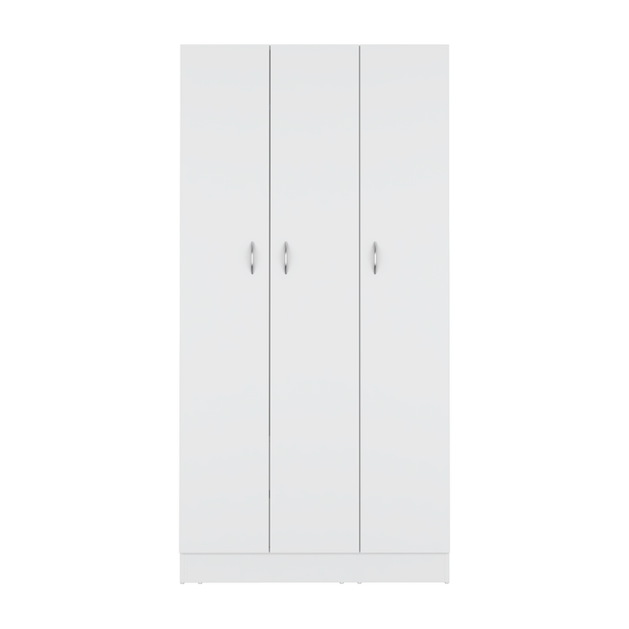 Closet orbe, blanco duqueza, con dos cajones, cuatro entrepaños y tubo cromado zf