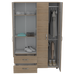 Closet Arkola, Blanco y Beige, con Dos Cajones Organizadores y Cuatro Puertas Abatibles