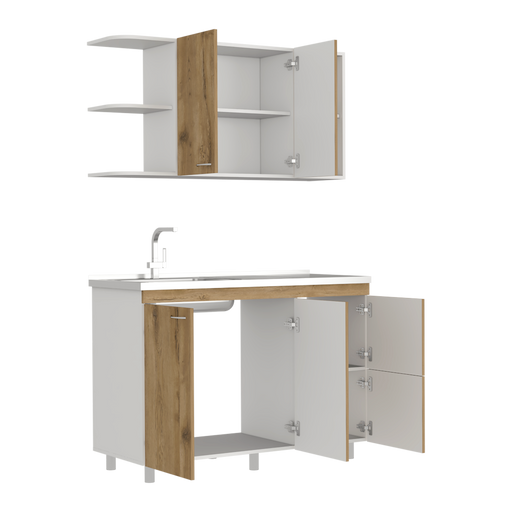 Mueble auxiliar lirio, blanco, con espacio para microondas hc - Madecentro