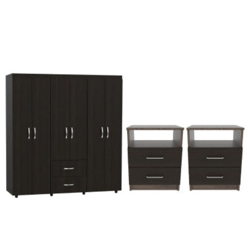 Combo Dormitorio Dex, Wengue y Avellana, con Closet y Mesas de Noche