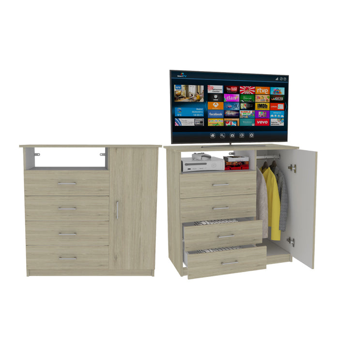 Organizador barlovento, beige y blanco con cuatro cajones x2