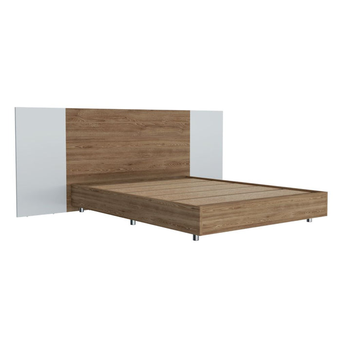 Cama Doble Nekrask, Miel y Blanco, Incluye Cabecera Cop