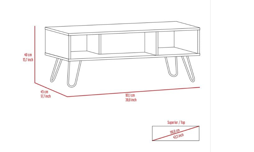 Mesa de Centro Lara, Miel y Plata Oscuro, con Amplio Espacio y Patas de Acero