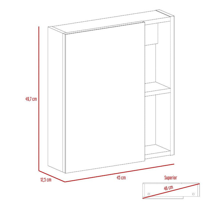 Gabinete de Baño Labell, Moreno, con Puerta Espejo y Entrepaños