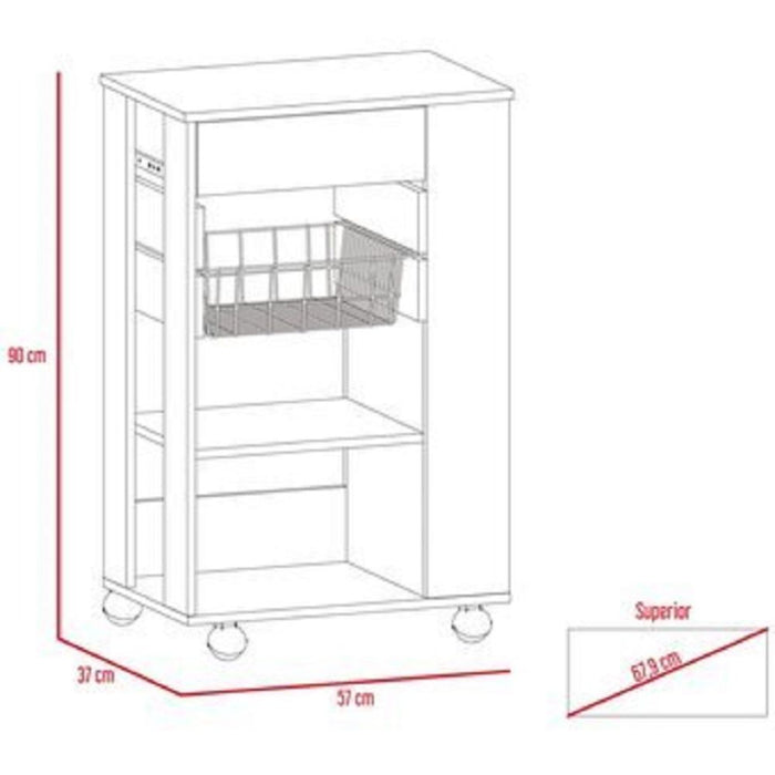 Mueble Organizador de Cocina Carrizal color Blanco y Café claro para Cocina.