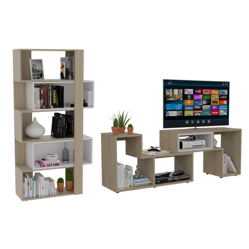 Combo Para Sala Aranza, Incluye Mesa Para Tv Y Biblioteca Cubo.