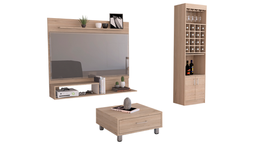 Combo Para Sala Lacombe, Incluye Panel Tv Bar Y Mesa De Centro.