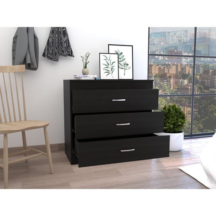 Organizador Conor, Wengue, con Tres Cajones Organizadores y Manijas Metálicas