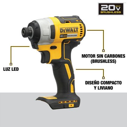 Atornillador iacto 1/4pulgadas 20v brushless 1 bat Dewalt