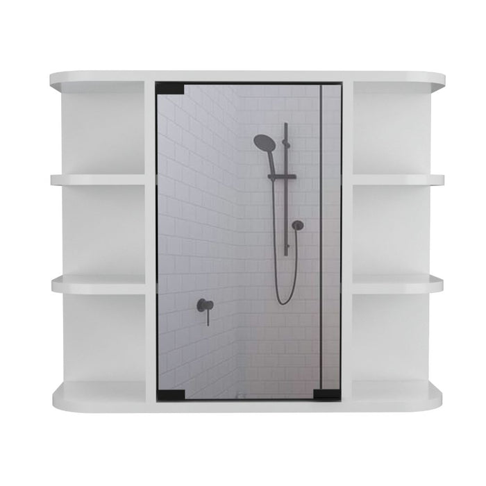 Gabinete de Baño Delio, Blanco, con Una Puerta de Espejo Abatibley Seis Entrepaños