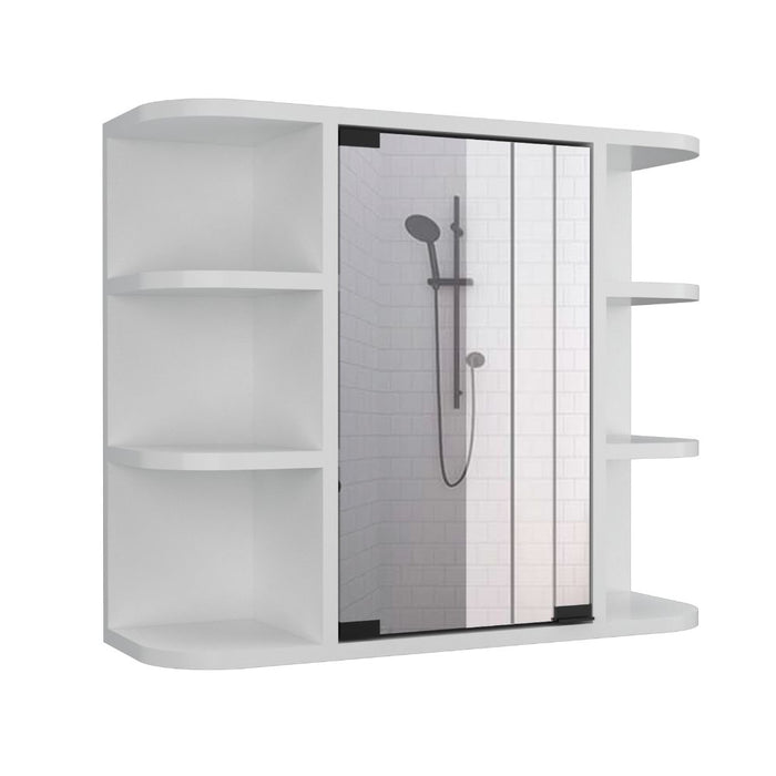 Gabinete de Baño Delio, Blanco, con Una Puerta de Espejo Abatibley Seis Entrepaños