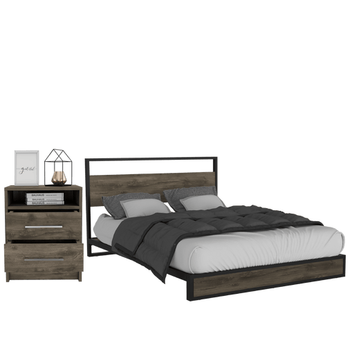 Combo Para Habitación Carel, Incluye Cama y Mesa de Noche