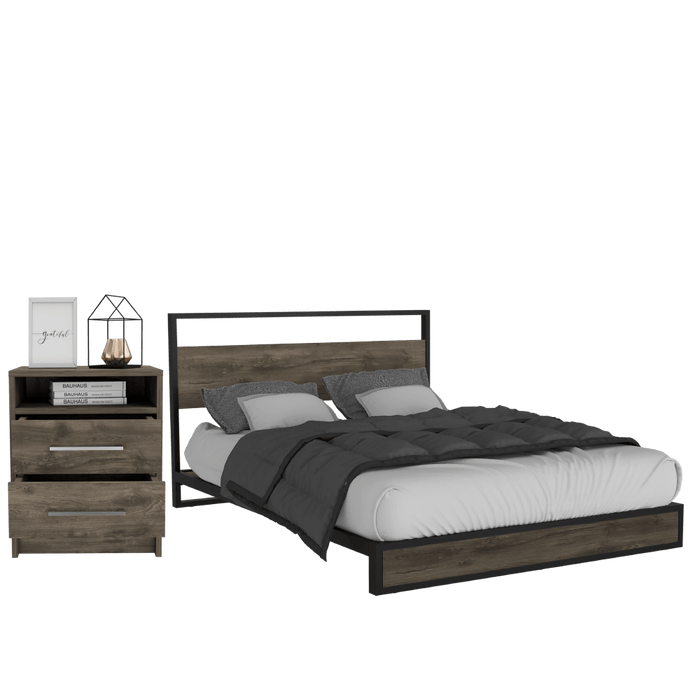 Combo Para Habitación Carel, Incluye Cama y Mesa de Noche