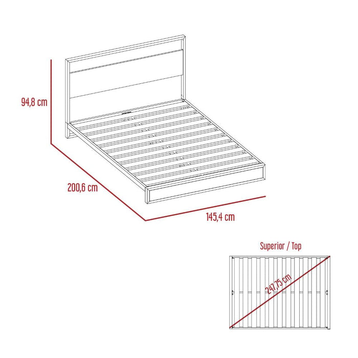 Combo Para Habitación Carel, Incluye Cama y Mesa de Noche