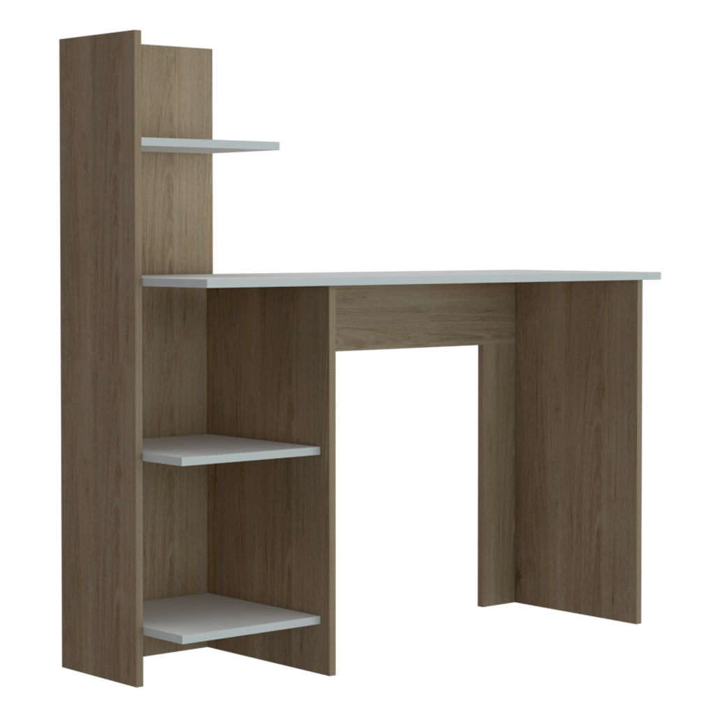 Escritorio ¡Wow!, Beige y Blanco, con Cuatro Entrepaños Para Ubicar Útiles de Estudio