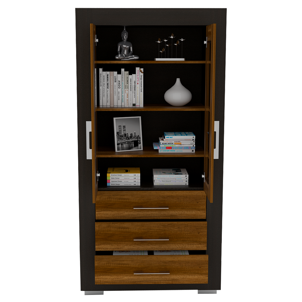 Estantería Multiusos Yakam, Caramelo y Wengue, con Gran Capacidad de Almacenamiennto