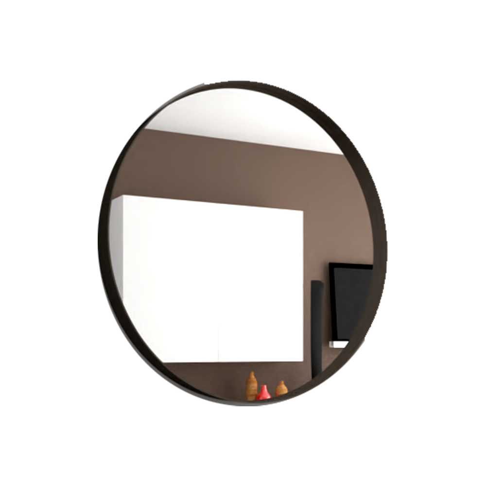 Espejo Circular Bela, Negro, con Marco En Estructura Metálica X2