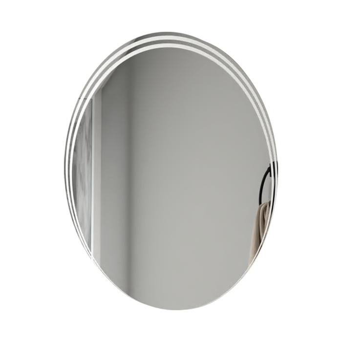 Espejo Ovalado Zahara, Gris, con Líneas Curvas En Samdblasting