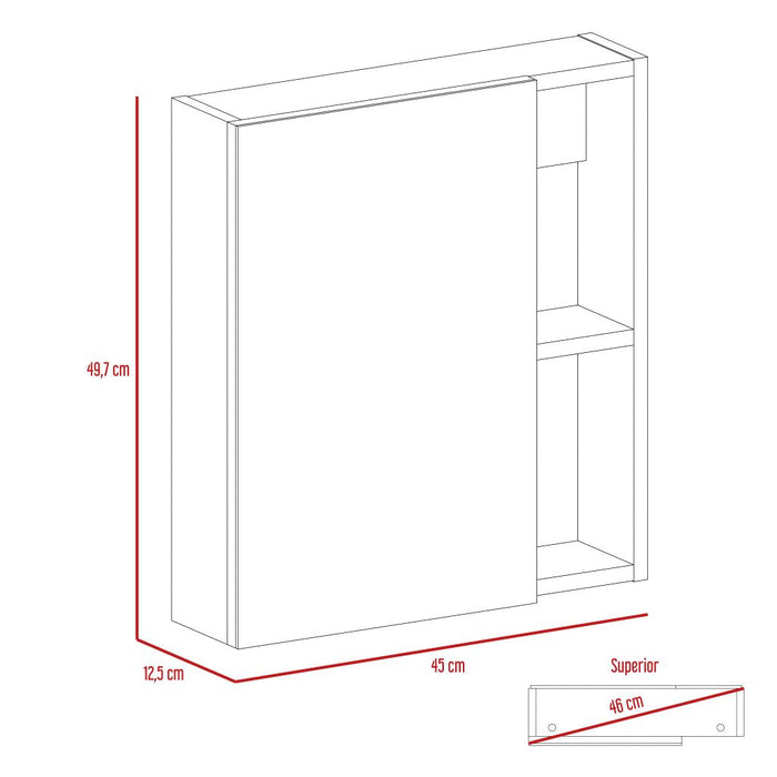 Gabinete de Baño Labell, Blanco, con Puerta Espejo y Entrepaños