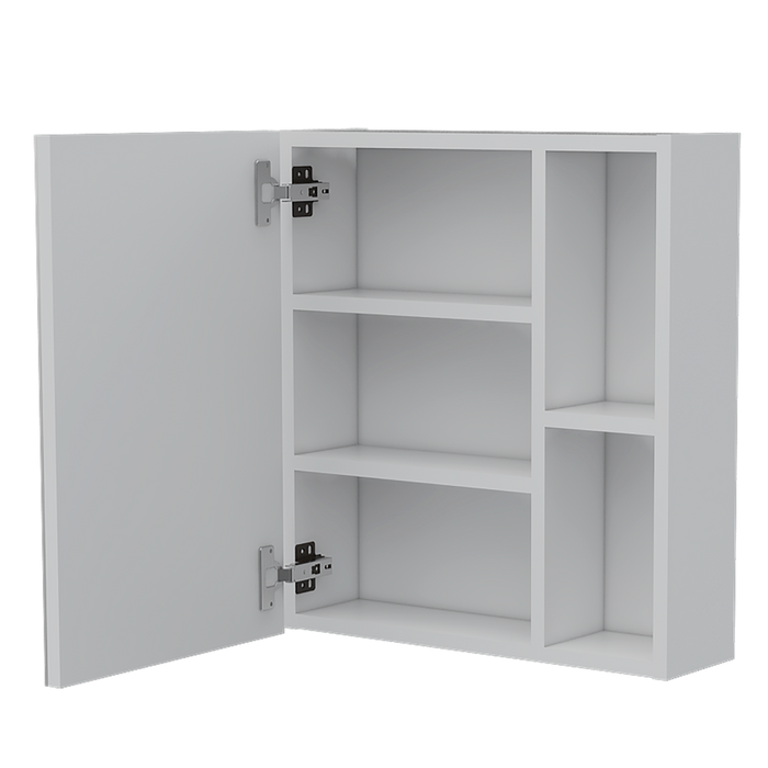 Gabinete de Baño Labell, Blanco, con Puerta Espejo y Entrepaños X2