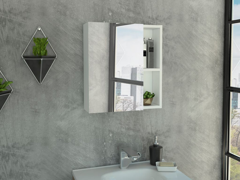 Mueble de baño con espejo para almacenar Baru Maderkit Color Blanco  Maderkit PM20011BN