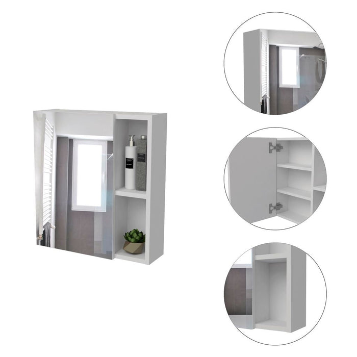 Gabinete de Baño Dakari, Blanco, con Puerta Espejo y Entrepaños X2