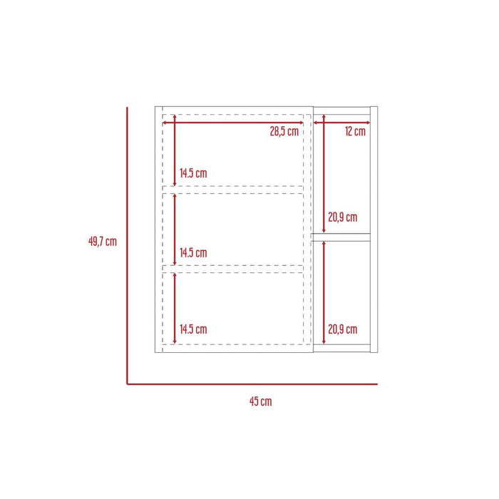 Gabinete de Baño Delhi, Blanco Perla, con Puerta Espejo y Varios Entrepaños X2