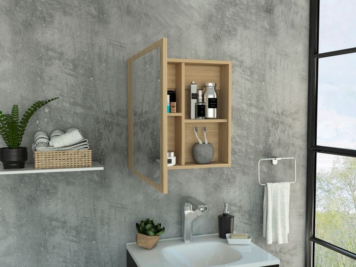 Gabinete de Baño Luma, Beige, con Puerta Espejo y Dos Entrepaños Para Ubicar Múltiples Objetos