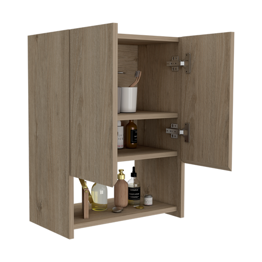 Gabinete de Baño Mauren, Beige, con Dos Puertas y Tres Entrepaños