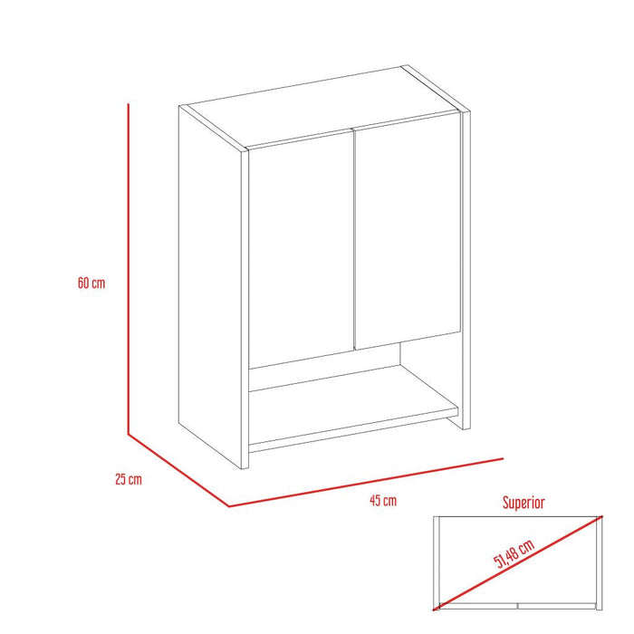 Gabinete de Baño Mauren, Beige, con Dos Puertas y Tres Entrepaños