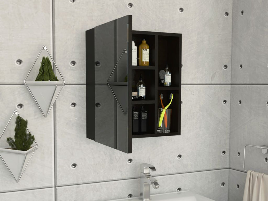 Gabinete de Baño Labell, Wengue, con Puerta Espejo y Entrepaños