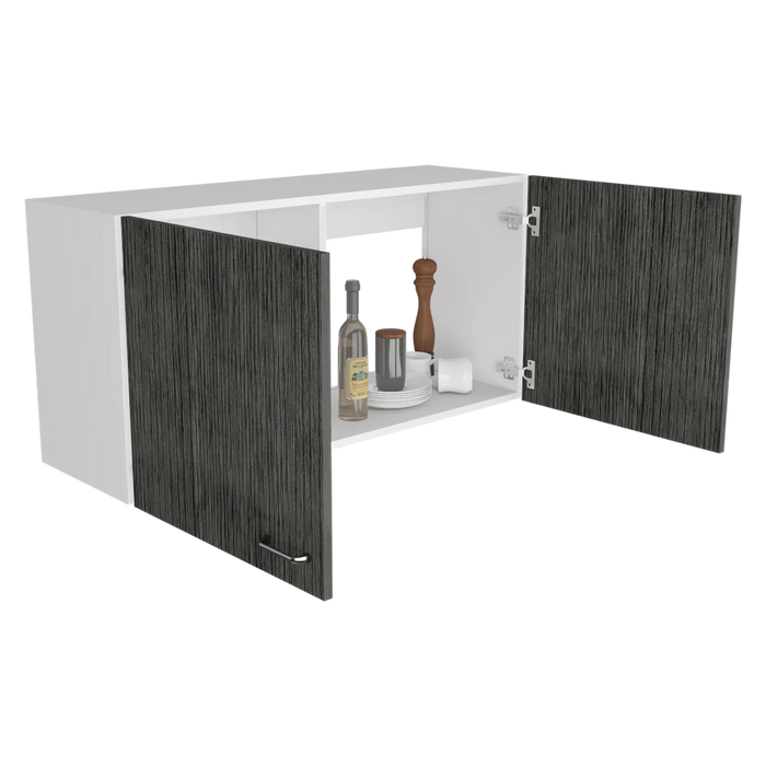 Gabinete superior cantabria, blanco perla y gris, con dos puertas batientes zf