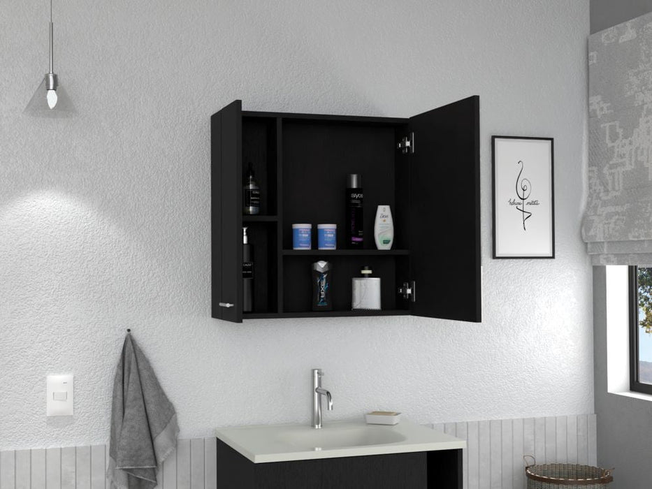 Gabinete de Baño Apolis, Wengue, con Puerta Espejo y Dos Entrepaños Para Ubicar Múltiples Objetos X2