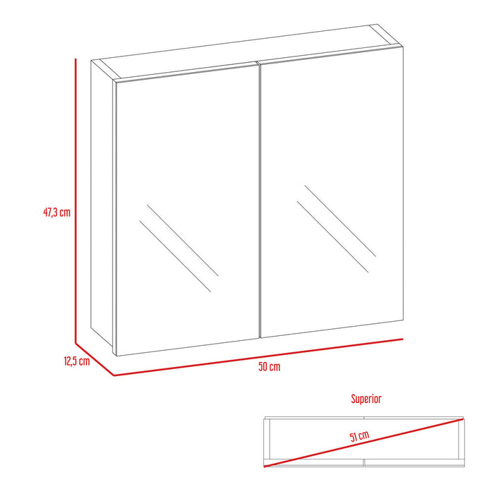 Gabinete de Baño Vanta, Blanco, Incluye Dos Puertas con Espejo y Múltiples Entrepaños