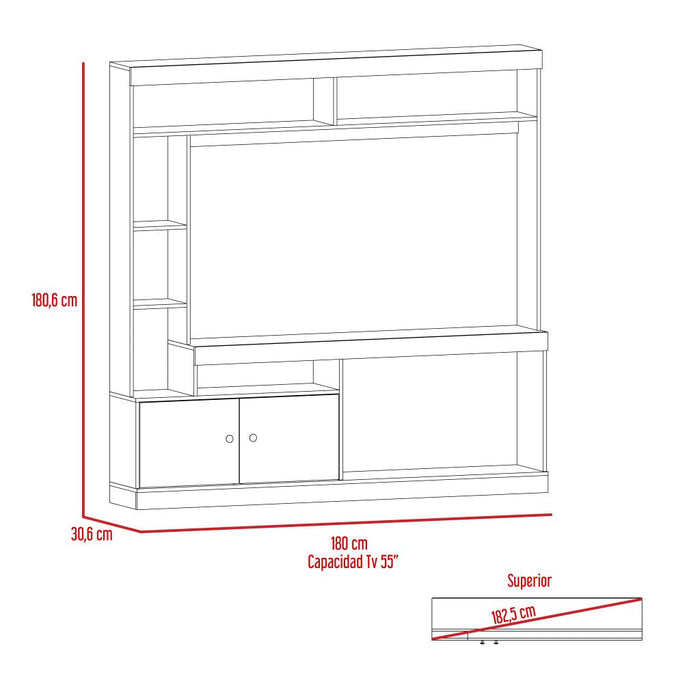 Mesa Para Tv Roy, Café Claro y Castaño, con Espacio Para Televisor de Hasta 55 Pulgadas