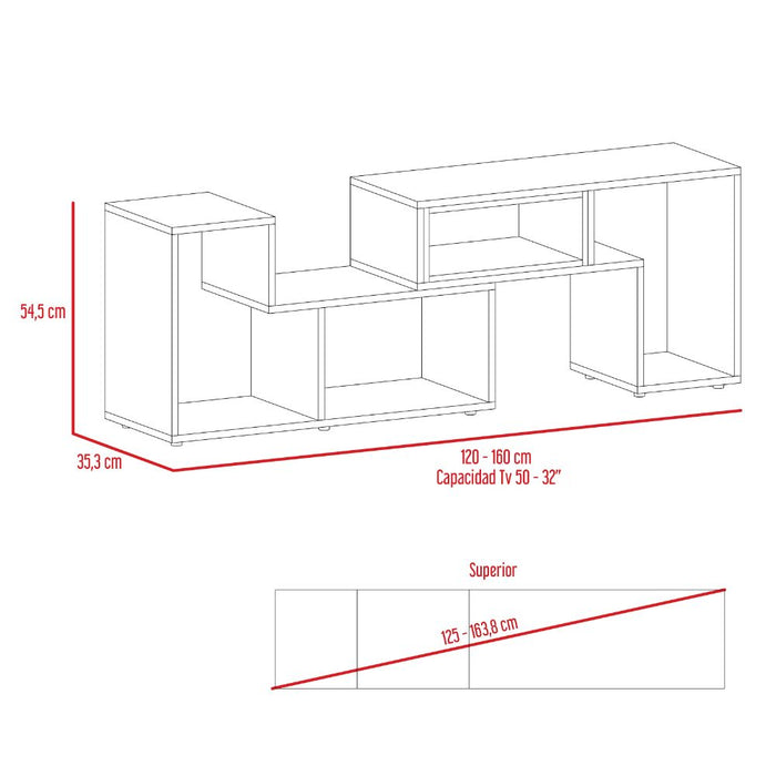 Mesa Para Tv Ascher, Wengue y Blanco, con Espacio Para Televisor de 50 Pulgadas