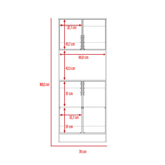 Modulo Microondas Indivar, Piedra y Macadamia, con Cuatro Puertas Batientes y Manijas Metalicas