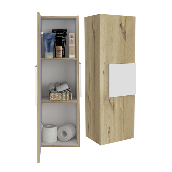 Gabinete de baño picasso, blanco y café claro, con espacio para guardar objetos de aseo  zf x2